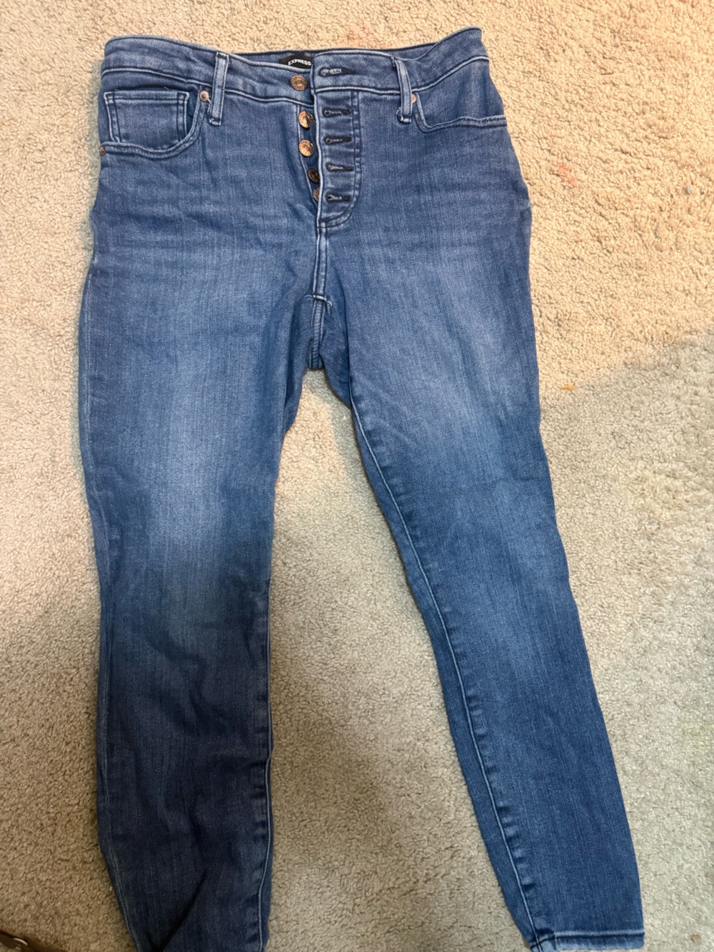 Express Women's Medium Blue Skinny Button-Fly Jeans